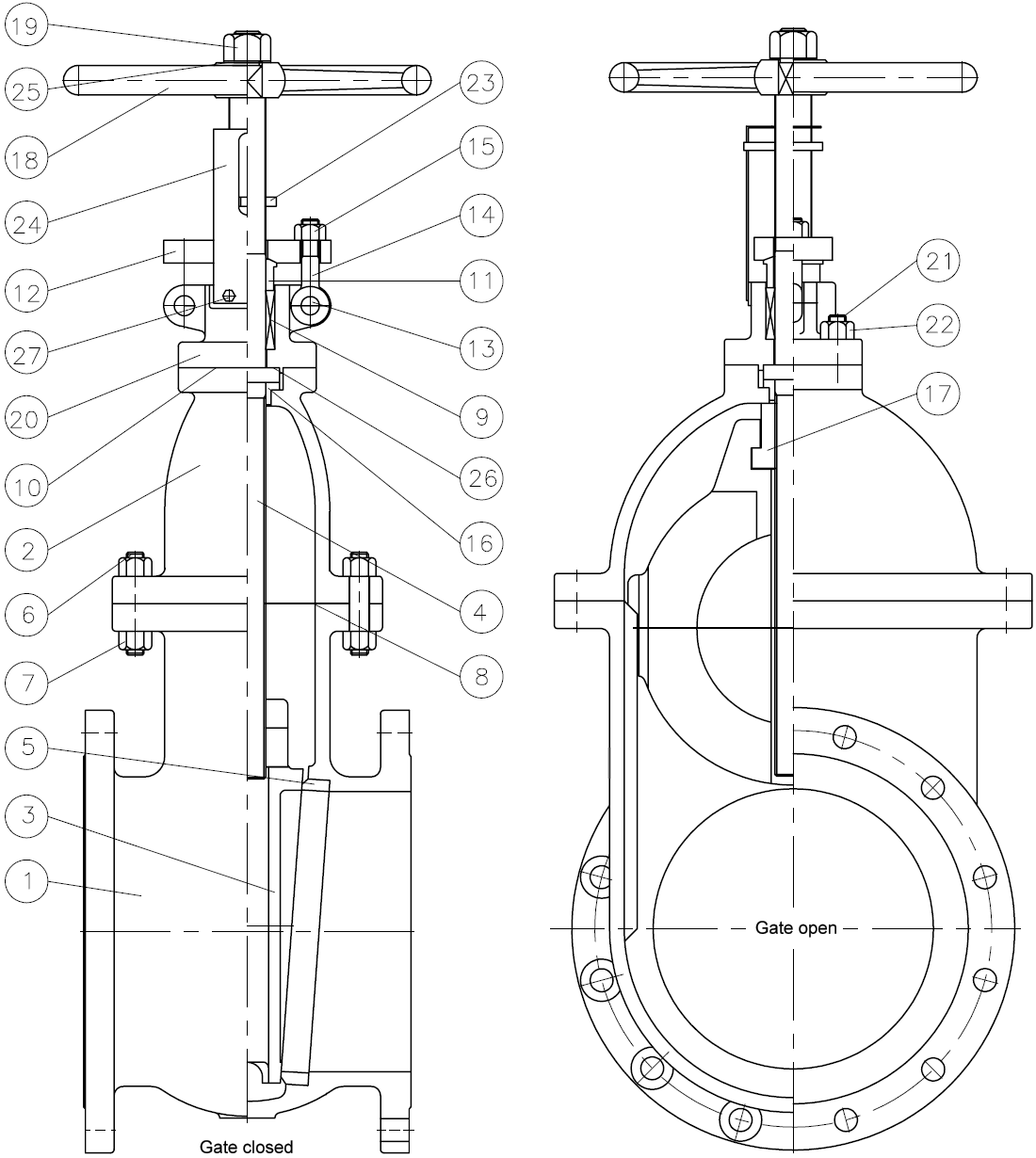 non rising stem gate valve